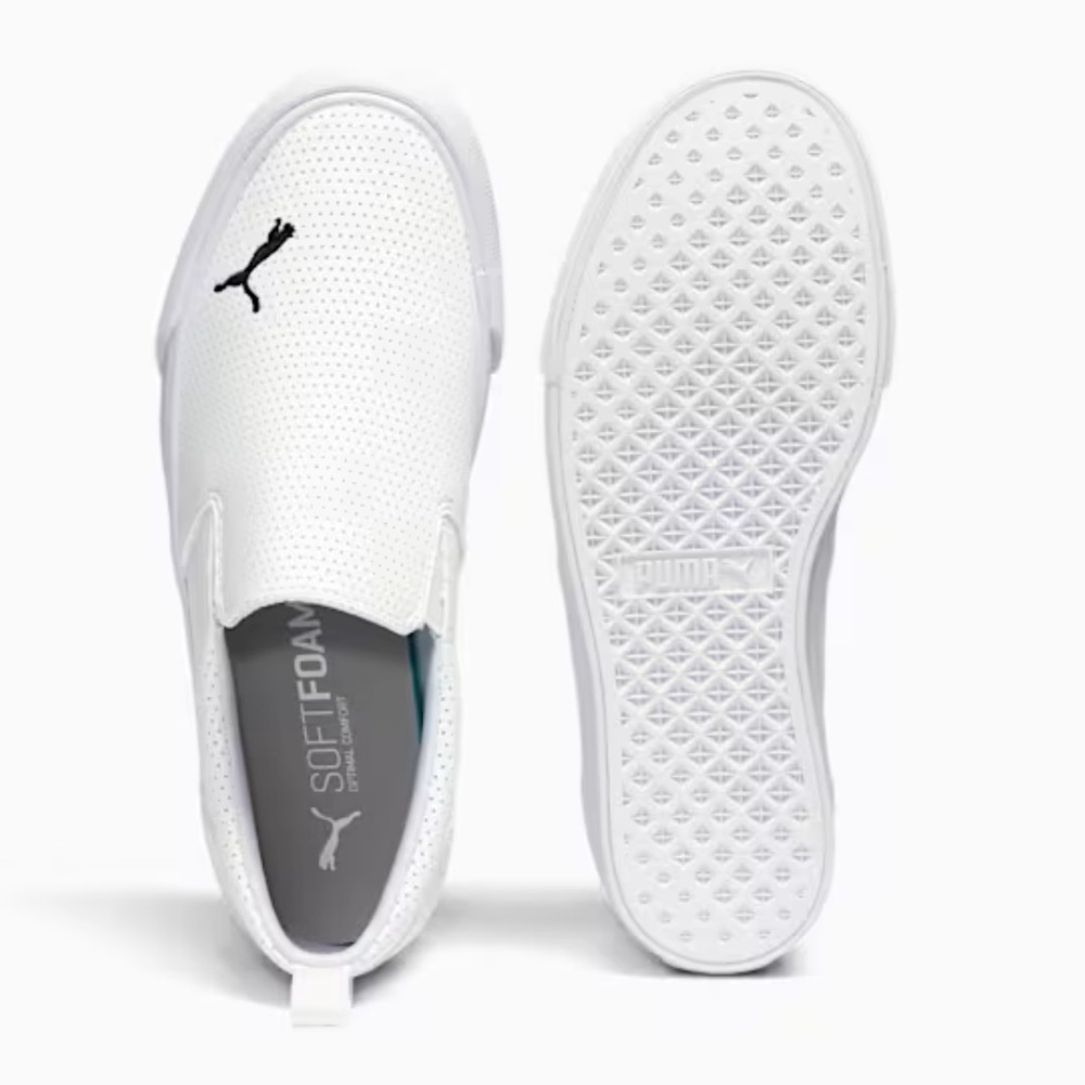 NIB Puma Woman’s Perforated White Slip-On Sneakers